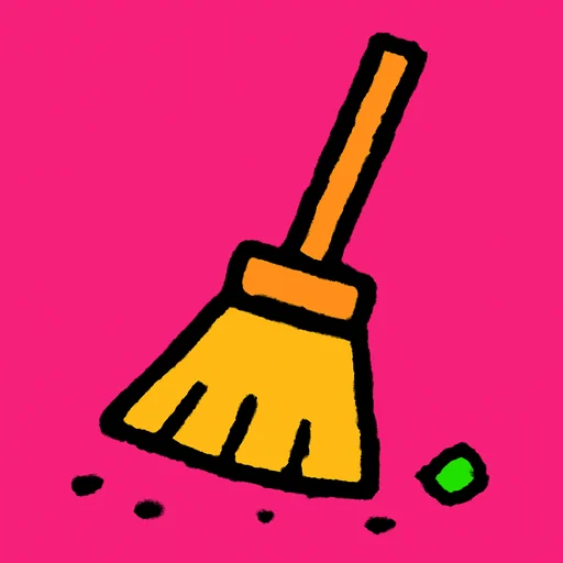 A marker-drawn broom on hot pink